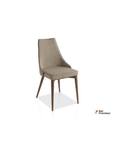 Silla de comedor tapizada con patas de Nogal