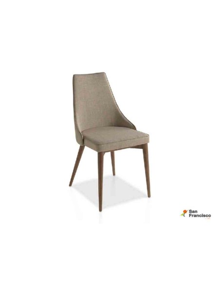 Silla de comedor tapizada con patas de Nogal