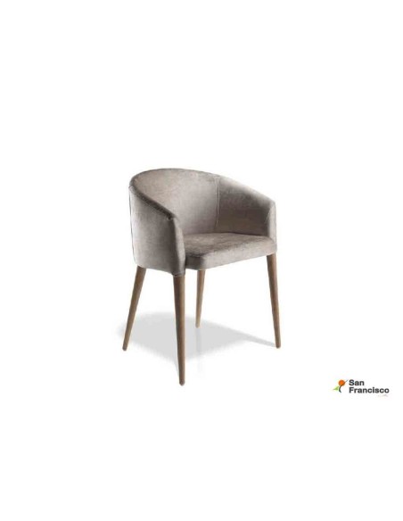 Sillón tapizado con patas de Nogal