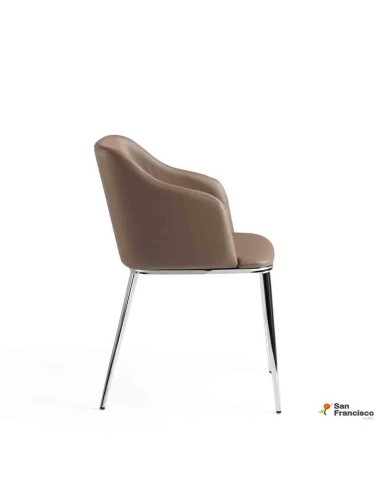 Silla Tapizada con estructura de acero inoxidable