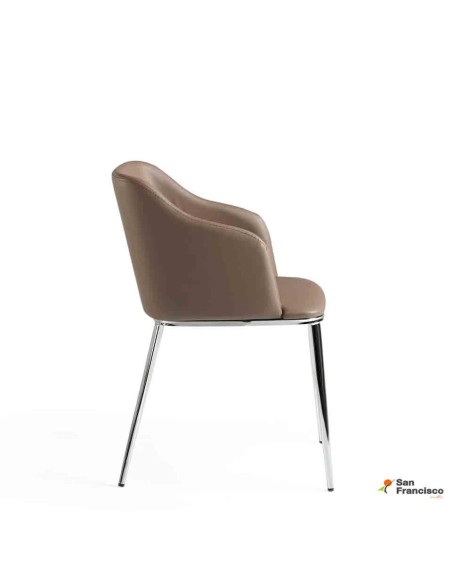 Silla Tapizada con estructura de acero inoxidable