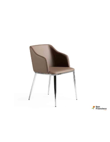 Silla Tapizada con estructura de acero inoxidable