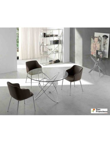 Silla Tapizada con estructura de acero inoxidable