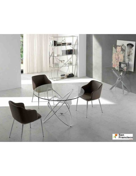 Silla Tapizada con estructura de acero inoxidable