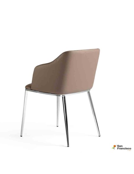 Silla Tapizada con estructura de acero inoxidable
