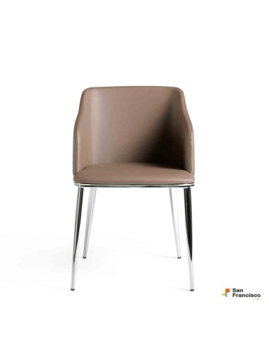 Silla Tapizada con estructura de acero inoxidable