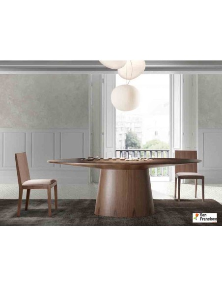 Mesa de comedor Ovalada de 220cm Chapa de Nogal