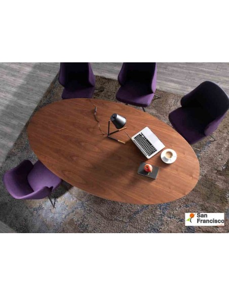 Mesa de comedor Ovalada de 220cm Chapa de Nogal