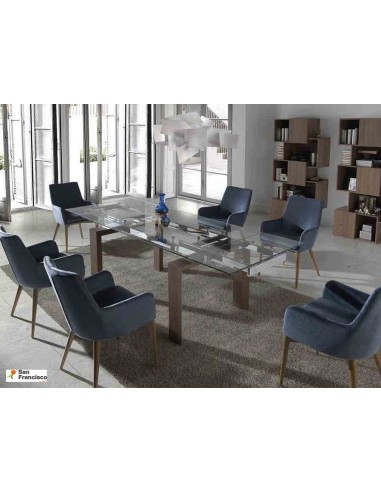 Mesa de comedor de cristal extensible de 160 cm