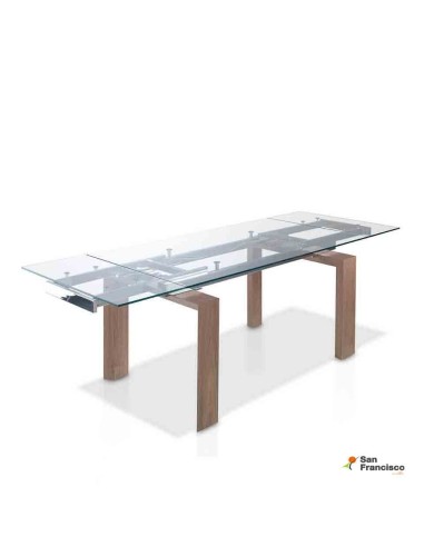 Mesa de comedor de cristal extensible de 160 cm