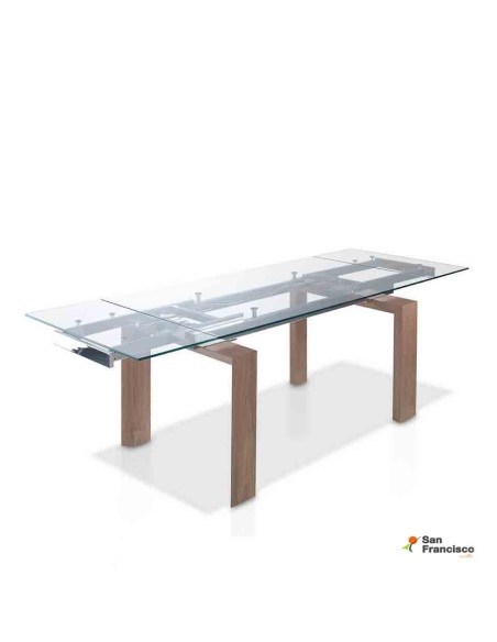Mesa de comedor de cristal extensible de 160 cm