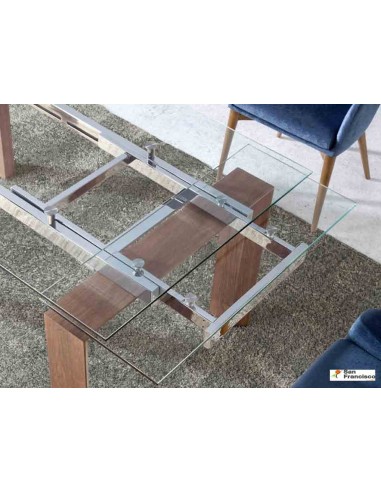 Mesa de comedor de cristal extensible de 160 cm