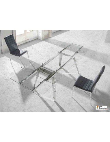 Mesa de comedor de cristal de 160 x 95 cm Extensible