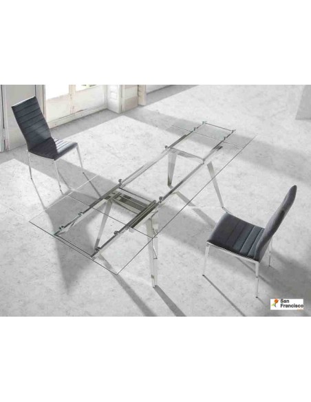 Mesa de comedor de cristal de 160 x 95 cm Extensible