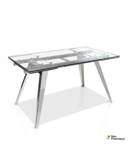 Mesa de comedor de cristal de 160 x 95 cm Extensible