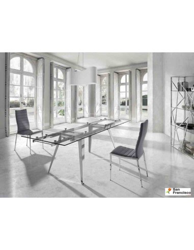 Mesa de comedor de cristal de 160 x 95 cm Extensible
