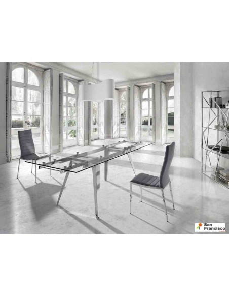 Mesa de comedor de cristal de 160 x 95 cm Extensible
