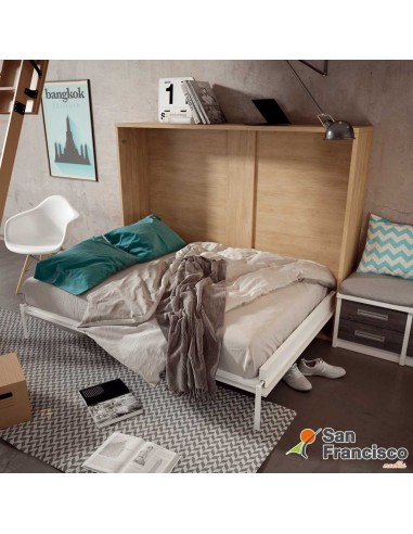 Cama abatible horizontal 135X190cm Alta calidad. Económina. Perfecta para espacios reducidos. DETALLE CAMA ABIERTA.