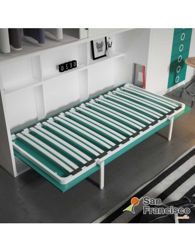 Cama abatible horizontal 90X190cm. Zona superior con armario 4 puertas. Alta calidad. Máxima capacidad. INTERIOR.