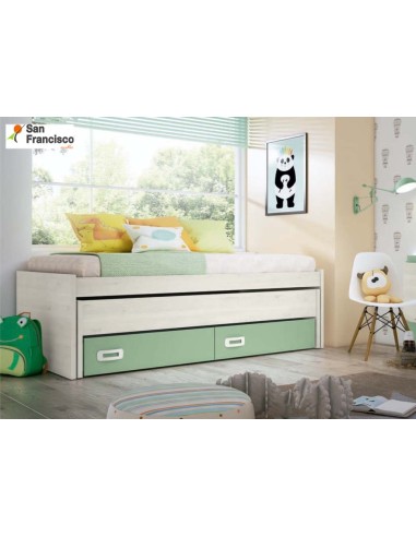 Cama compacto 90x190cm con 2 contenedores con ruedas