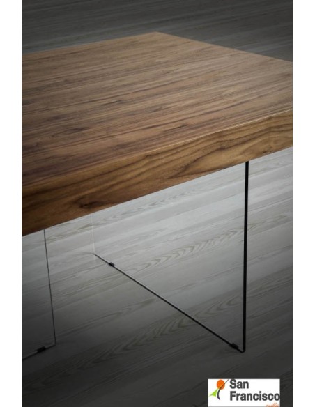 Mesa de comedor de Roble y Cristal de 200cm
