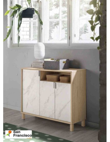 Zapatero Moderno de 100cm Roble-Marmol