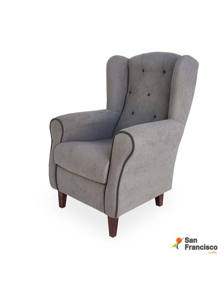 Butaca Orejera con Capitoné Gris