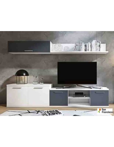 mueble de salon 240cm blanco y grafito,mueble de salon barato