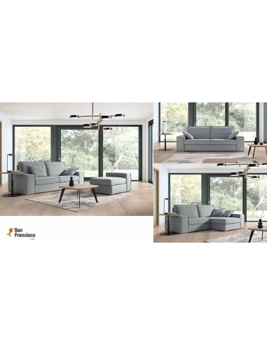 Sofá de Diseño 230cm con Pouff gRIS