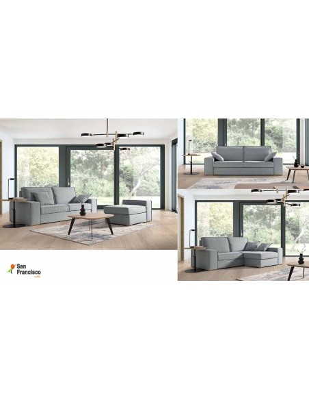 Sofá de Diseño 230cm con Pouff gRIS