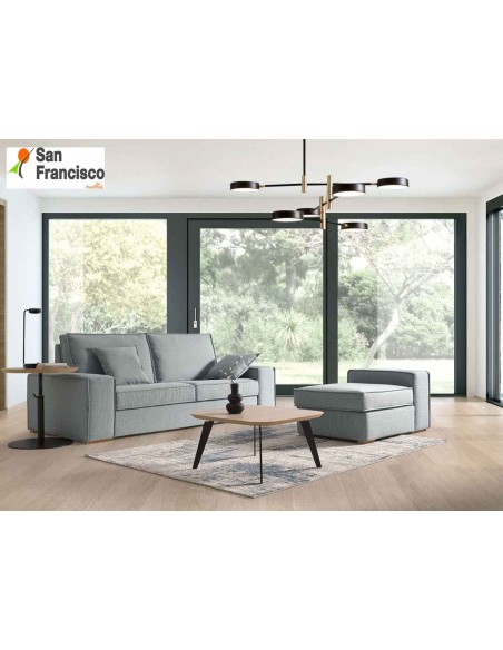 Sofá de Diseño 230cm con Pouff gRIS