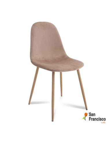 Silla Terciopelo Arena - Patas Haya