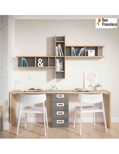 Mesa de estudio de 240cm con 2 puestos de trabajo