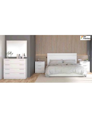 dormitorio de matrimonio Blanco , funcional y económico.