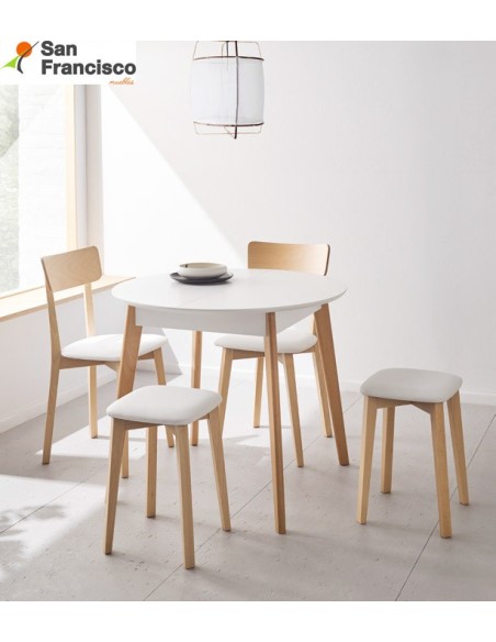 mesa de cocina redonda de 90xm extensible a 115cm