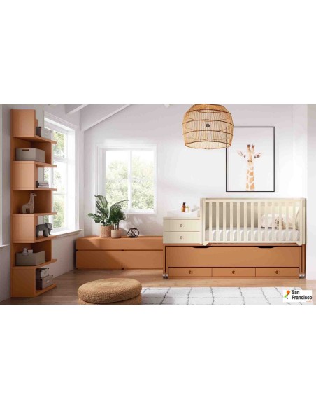 Cuna Convertible con Compacto de cama 90x180cm Lacada